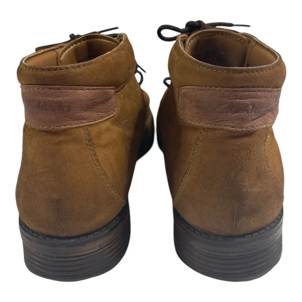 Clarks Men’s Brown Suede Cap Toe Chukka Ankle Boots Lace Up Size 12 M Casual